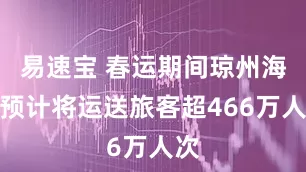 易速宝 春运期间琼州海峡预计将运送旅客超466万人次